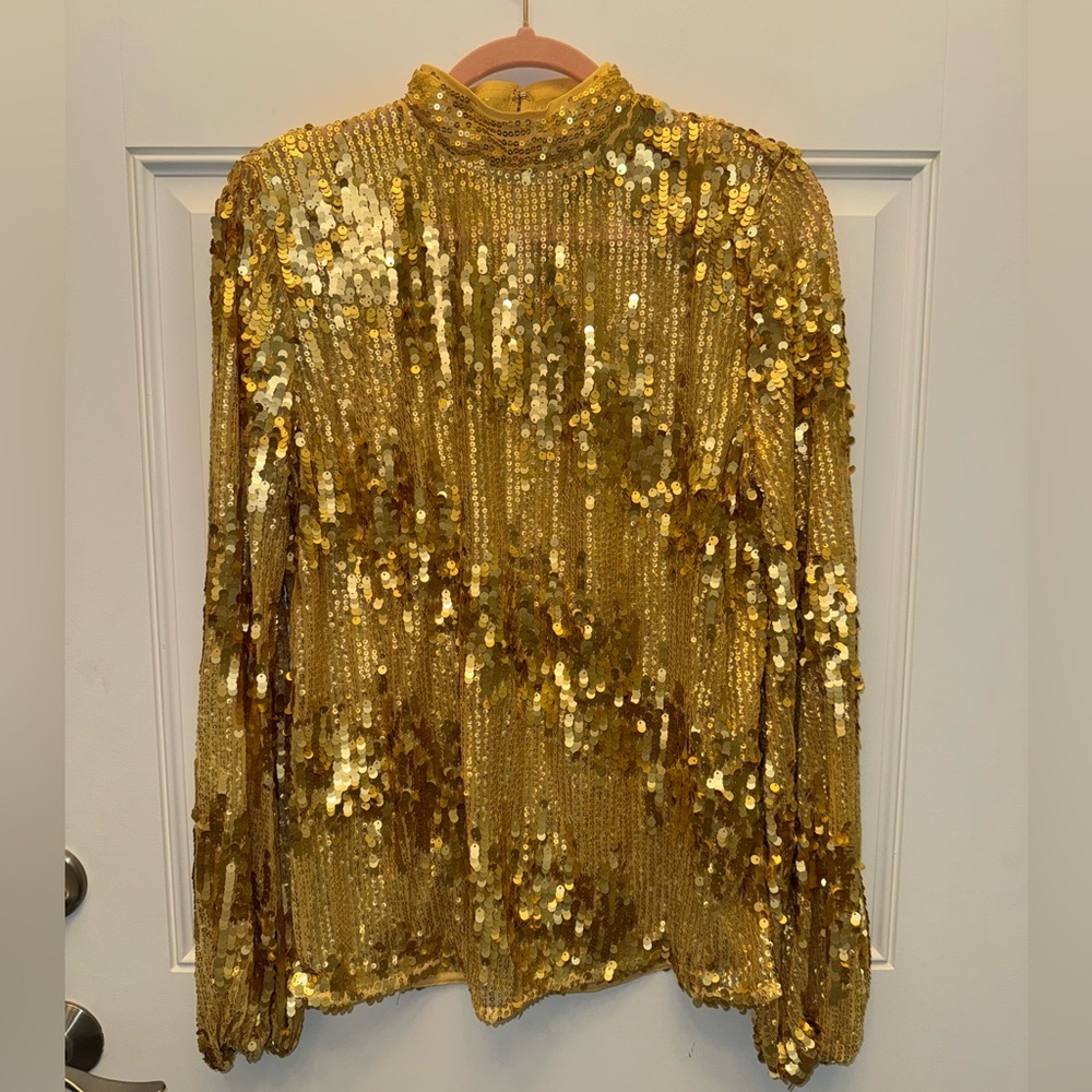NWT- Express Sequin mock neck balloon sleeve top